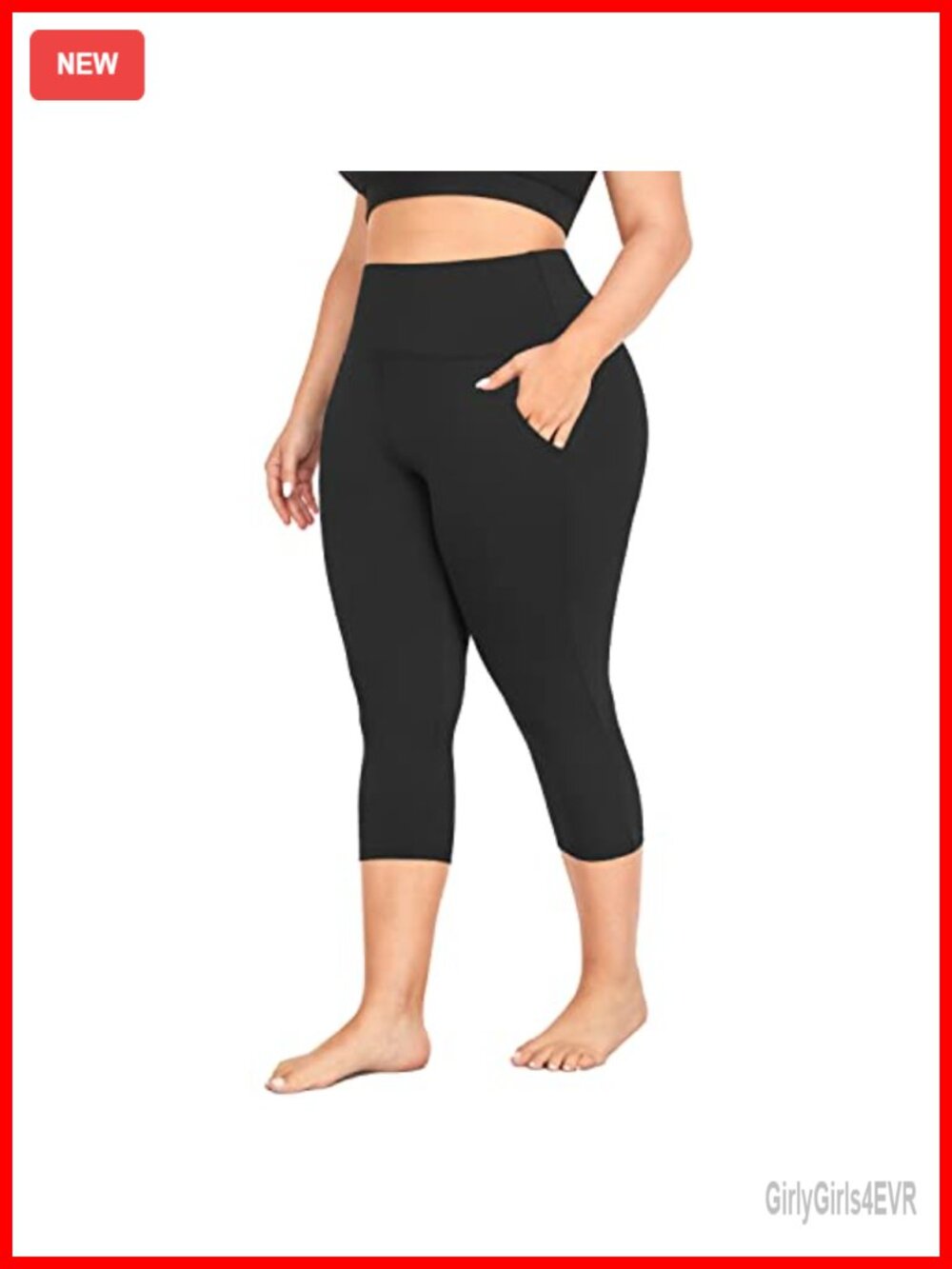 Plus Size Capri Leggings with Pockets High Rise Yoga Pants